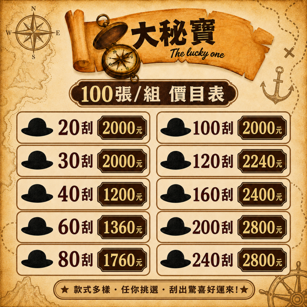 大秘寶刮刮卡 【100張 販售賣場】｜娃娃機刮刮卡 刮刮樂-細節圖8