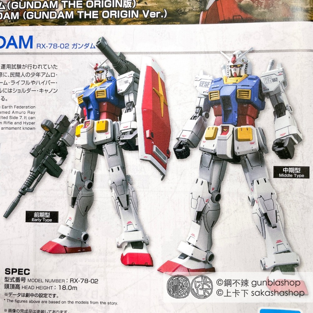 鋼不辣商舖 現貨 萬代 HG 1/144 #026 RX-78-02 GUNDAM 初鋼 ORIGIN版 初代鋼彈-細節圖6