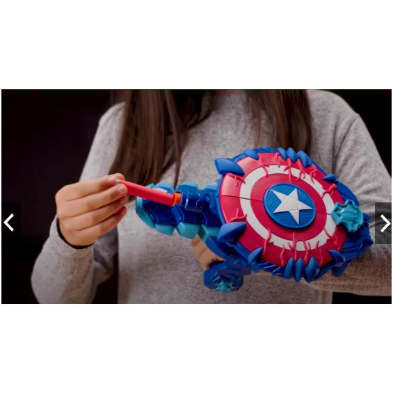 台灣現貨👍現貨含稅 孩之寶公司貨 漫威 機甲出擊系列怪物獵手 美國隊長盾牌(附3枚NERF彈鏢)-細節圖2