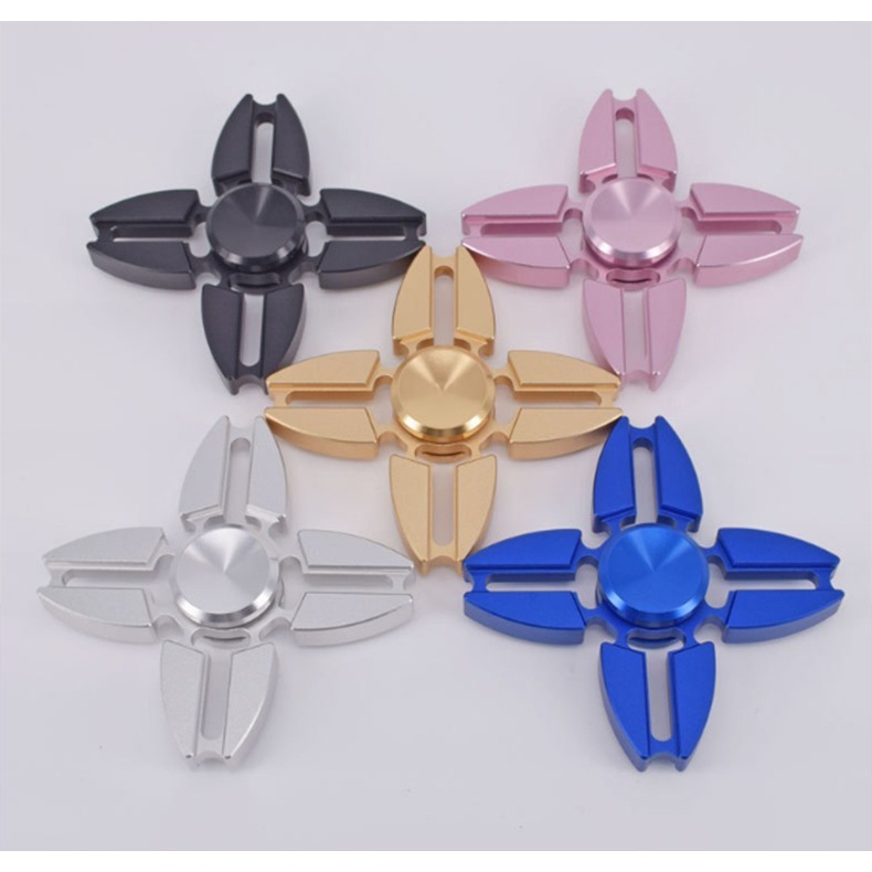 👍現貨-開立發票 鋁合金指尖陀螺 手裏劍造型 多種顏色 太空銀 -精美鋁盒裝-銀色-細節圖5