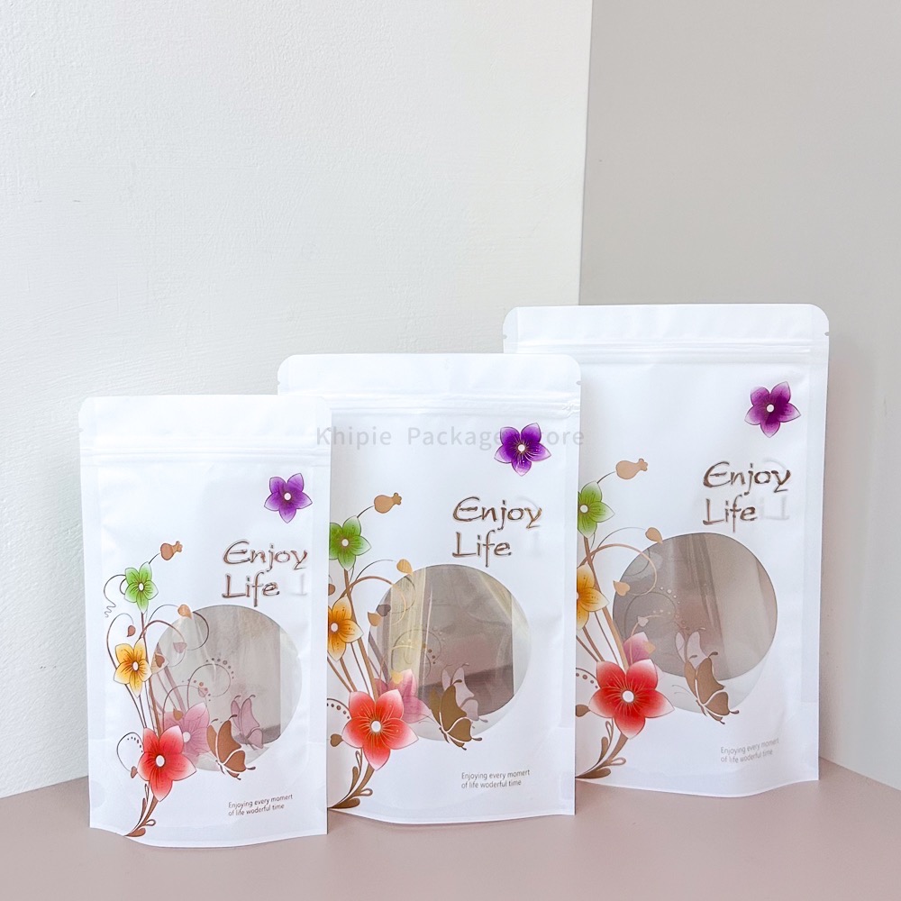 【 Khipie 】小彩花 夾鏈立袋 50入 四兩 六兩 半斤 夾立 立體夾鍊袋 果乾袋 餅乾袋 糖果袋 牛軋糖袋 器派-細節圖2
