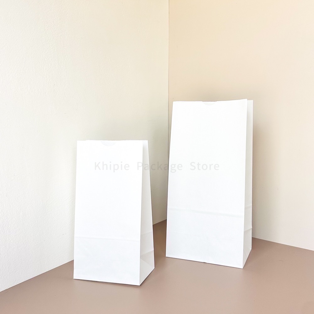 【 Khipie 】白色方型抱袋 50入 白色紙袋 本牛紙袋 麵包袋 立體紙袋 捧袋 抱袋 外帶紙袋 打包袋 器派 包裝-細節圖2