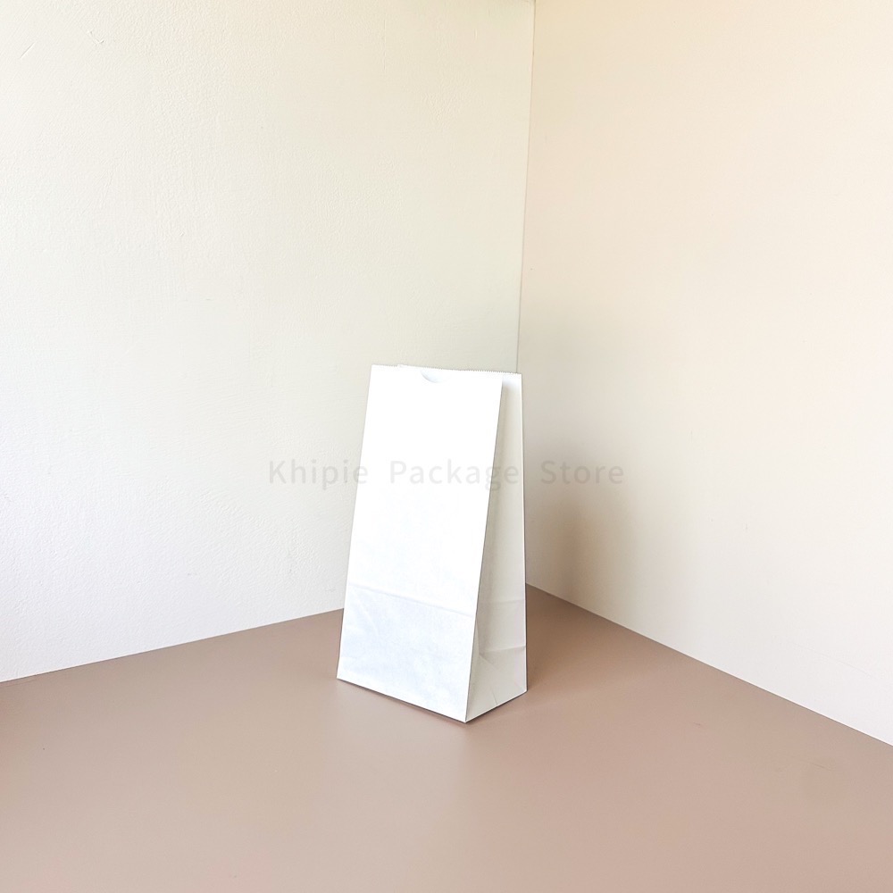 【 Khipie 】白色方型抱袋 50入 白色紙袋 本牛紙袋 麵包袋 立體紙袋 捧袋 抱袋 外帶紙袋 打包袋 器派 包裝-細節圖3