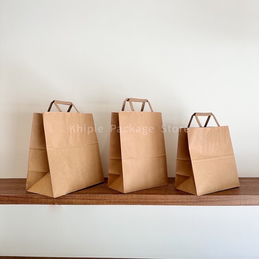 【 Khipie 】扁繩牛皮提袋 25入 牛皮紙袋 本牛紙袋 手提紙袋 打洞紙袋 早餐鬆餅紙袋 外帶提袋 包裝袋 禮品袋-細節圖5