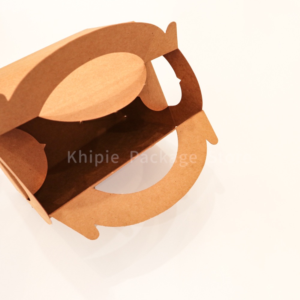 【 Khipie 】牛皮無印手提野餐盒 10入 食品提盒 手提餐盒 牛皮紙盒 無印提盒 野餐紙盒 麵包盒 甜甜圈盒西點盒-細節圖2