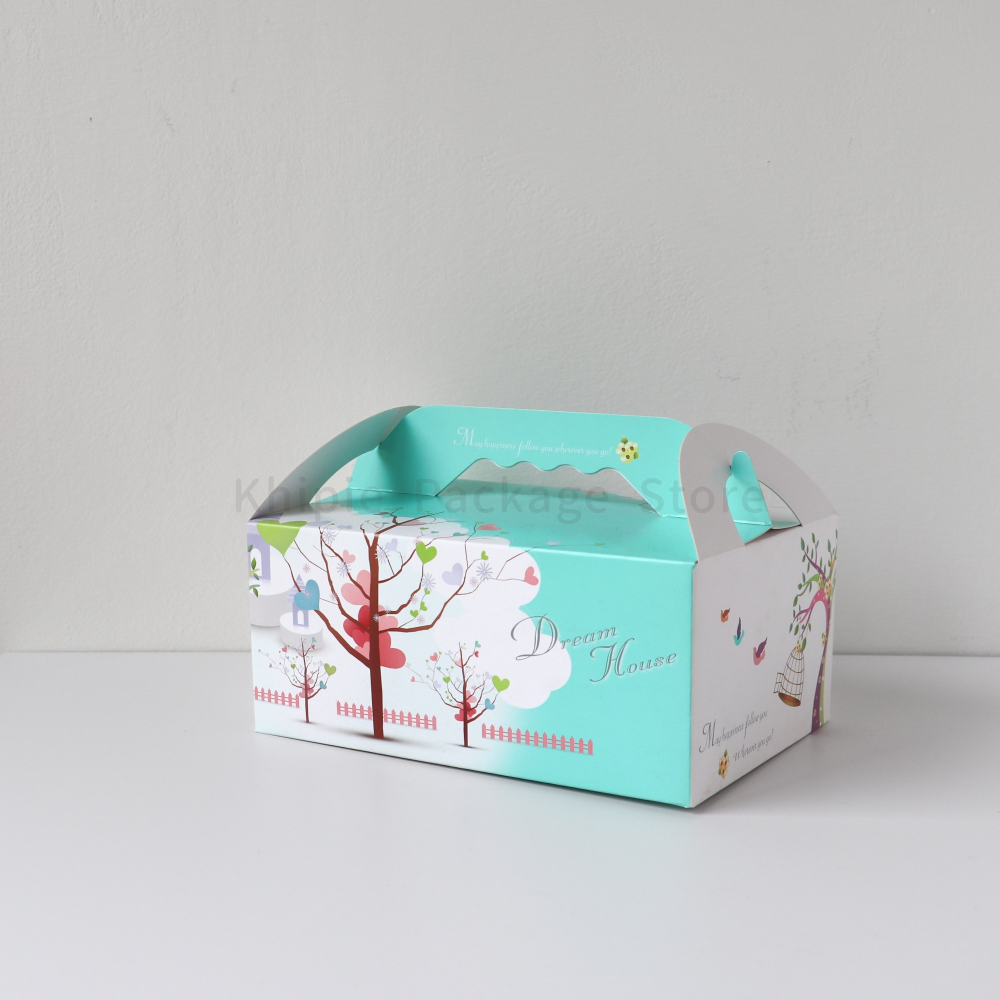 【 Khipie 】印刷手提野餐盒 10入 食品提盒 手提餐盒 牛皮紙盒 無印提盒 野餐紙盒 麵包盒 甜甜圈盒 西點盒-細節圖5