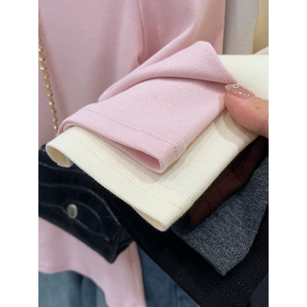 韓國名媛 粉色一字領船型領中袖五分袖修身絕美上衣-細節圖6