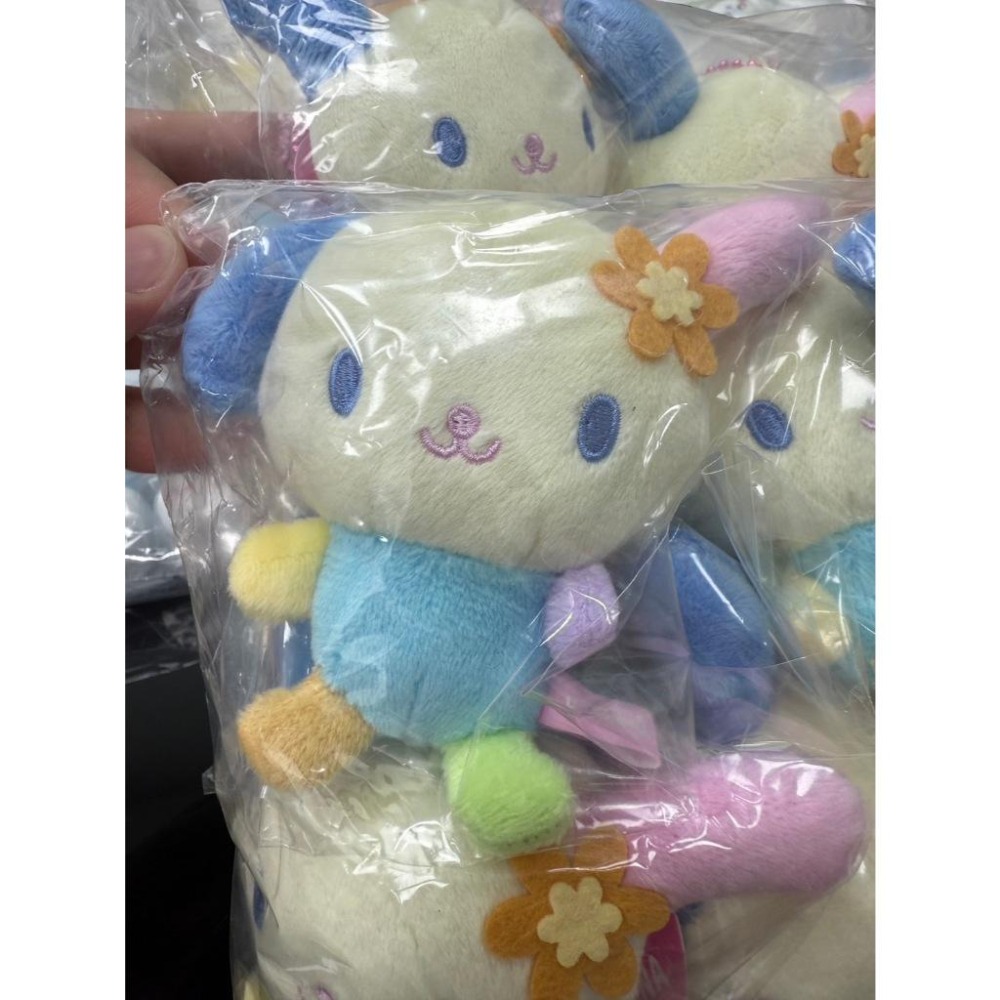 Sanrio USAHANA 花花兔 馬卡龍拼色絨毛吊飾｜粉珠鍊鑰匙圈 公仔娃娃-細節圖2