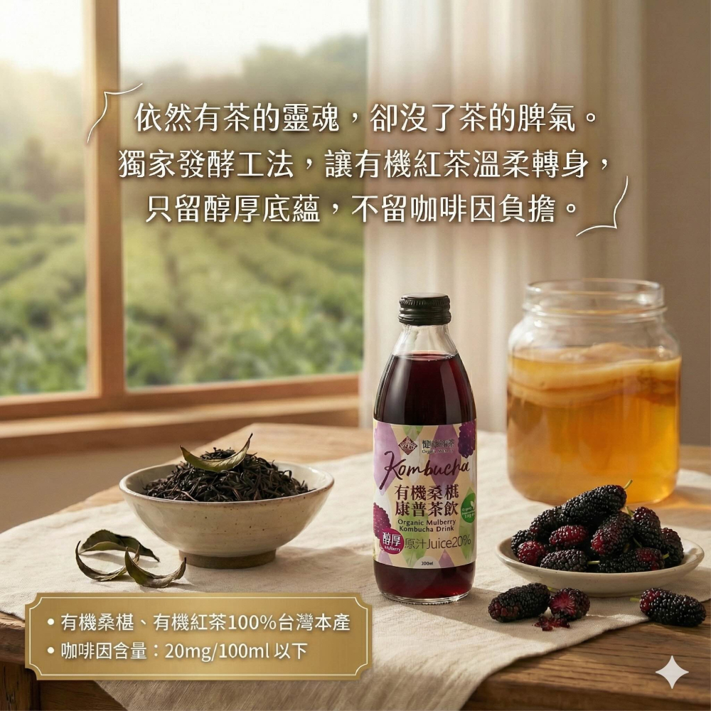 【陳稼莊】有機桑椹康普茶 300ml｜自種有機桑椹、康普茶 Kombucha、無化學添加、台灣產-細節圖5