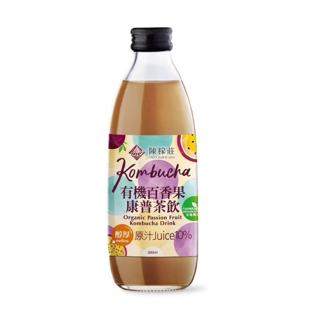陳稼莊 有機百香果康普茶 300ml｜康普茶 Kombucha 台灣有機百香果 酵素 即飲瓶裝-細節圖6