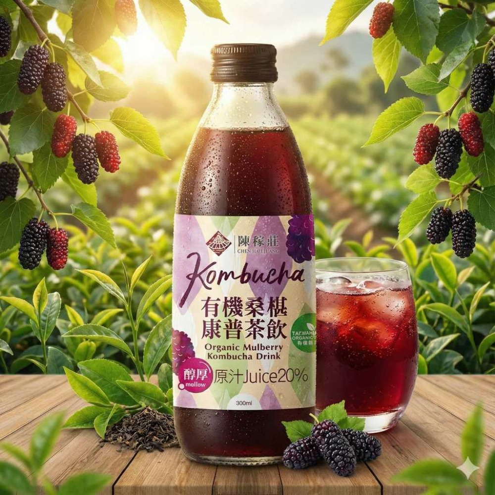 【陳稼莊】有機桑椹康普茶 300ml｜自種有機桑椹、康普茶 Kombucha、無化學添加、台灣產-細節圖2