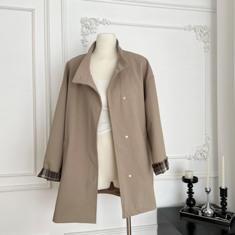 💖預購-復古英倫風單排扣大衣外套-細節圖2