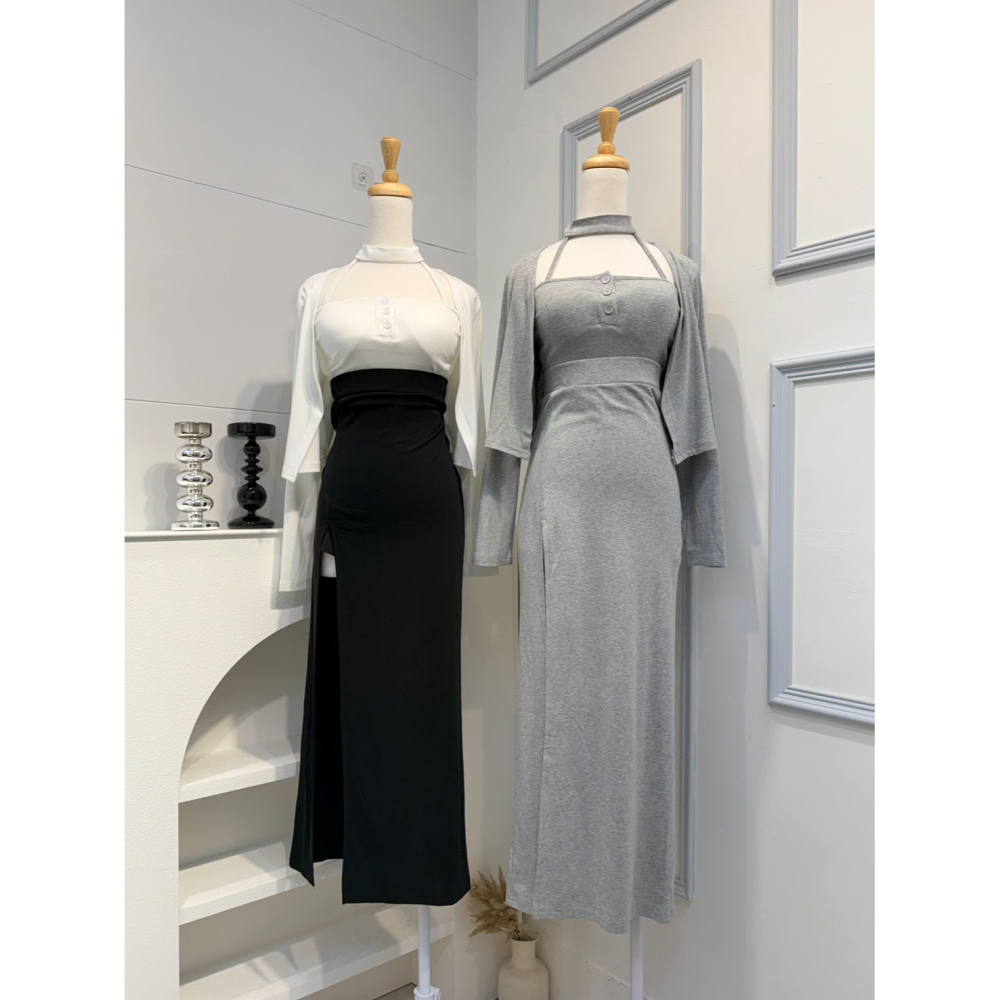 ♡新款預購 # 4665 性感掛脖+長洋SET-細節圖3