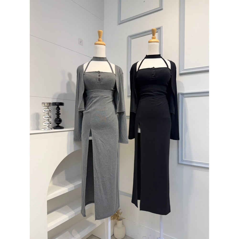 ♡新款預購 # 4665 性感掛脖+長洋SET-細節圖4