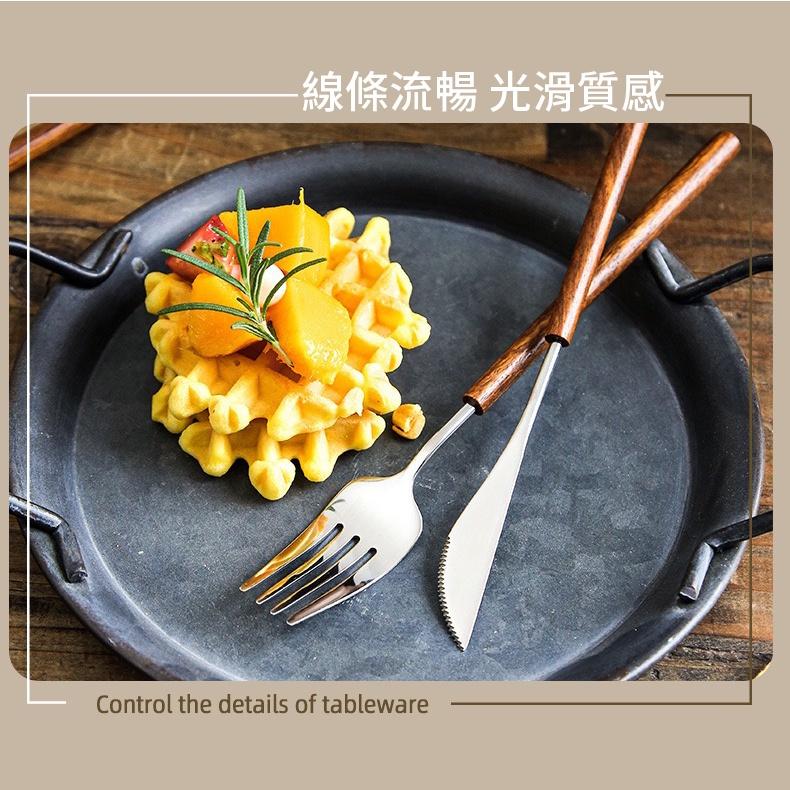 ❤ 台灣現貨【花梨木餐具】鏡面餐具 實木 304不鏽鋼 餐具 刀叉 餐刀 叉子 蛋糕叉 水果叉 湯匙 甜點叉 D057-細節圖3