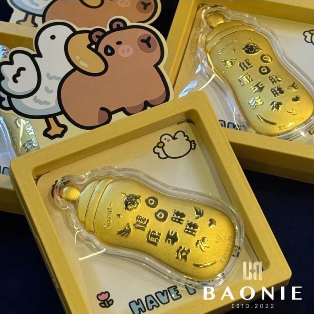 ［寶妮金］彌月造型奶瓶金片 純金9999-細節圖2