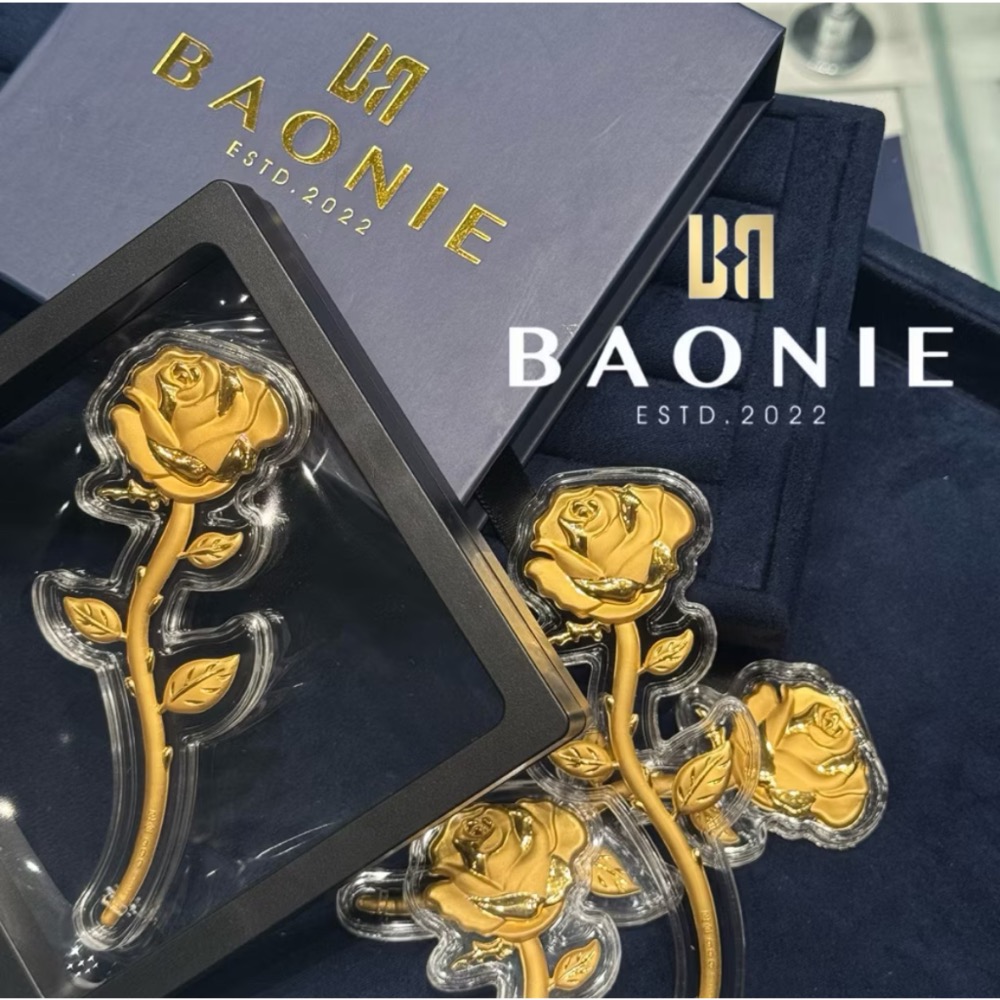 ［寶妮金］玫瑰花造型金片純金9999-細節圖2