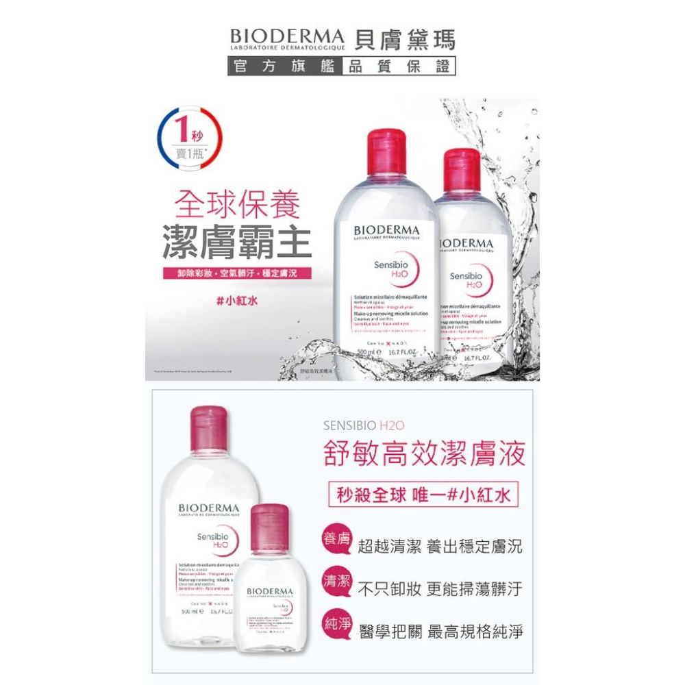 [滿額免運現貨]法國 BIODERMA 舒妍 高效潔膚液粉水(粉瓶#保濕舒敏) 500ml-細節圖3