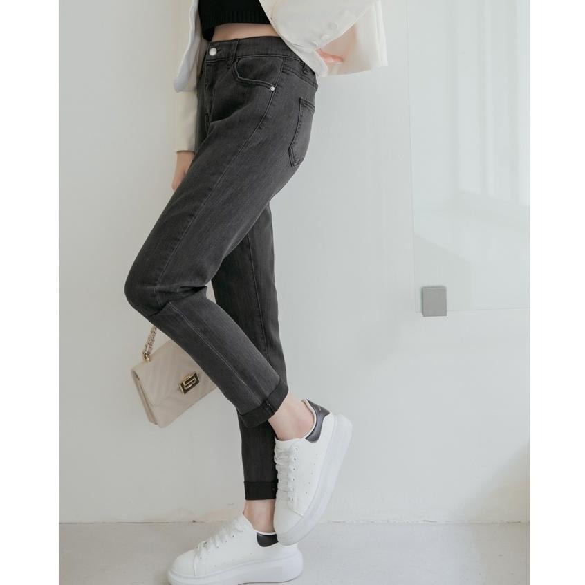 【Infuz 熱賣回歸】男友褲 顯瘦牛仔褲 鬆緊腰牛仔褲 男友褲女生 小割破男友褲 鬆緊男友褲 (JW8718)-細節圖3