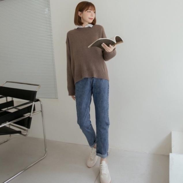 【Infuz 熱賣回歸】男友褲 顯瘦牛仔褲 鬆緊腰牛仔褲 男友褲女生 小割破男友褲 鬆緊男友褲 (JW8718)-細節圖8