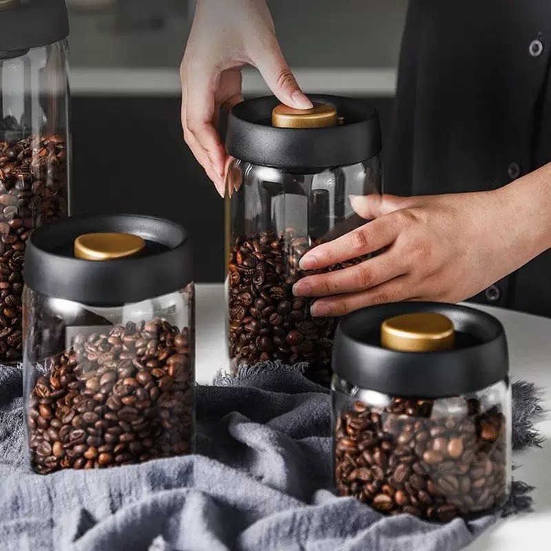 現貨供應 念咖啡 • 用心的香氣 NenCoffee精品莊園 真空 密封罐 玻璃 儲物罐 咖啡粉 茶葉罐 咖啡豆 保鮮盒-細節圖3