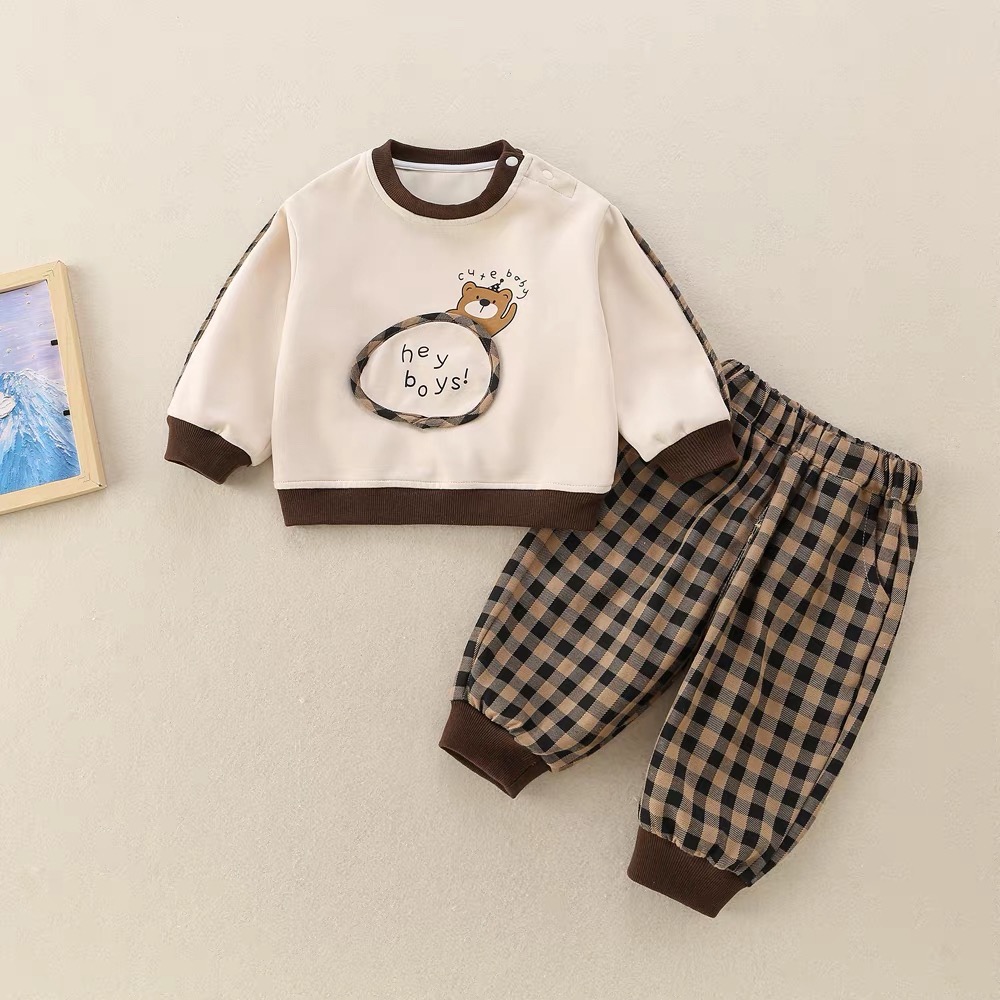 純棉格子 上衣加褲子 套裝-細節圖2