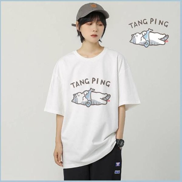 貓咪-躺平~印花短袖-細節圖3