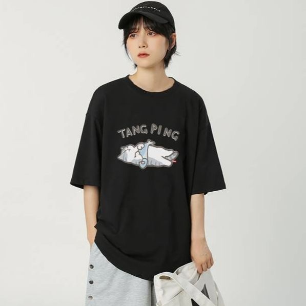 貓咪-躺平~印花短袖-細節圖4