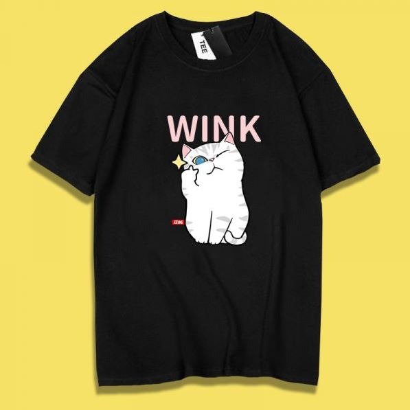 貓咪&柴犬-WINK印花短袖-細節圖4
