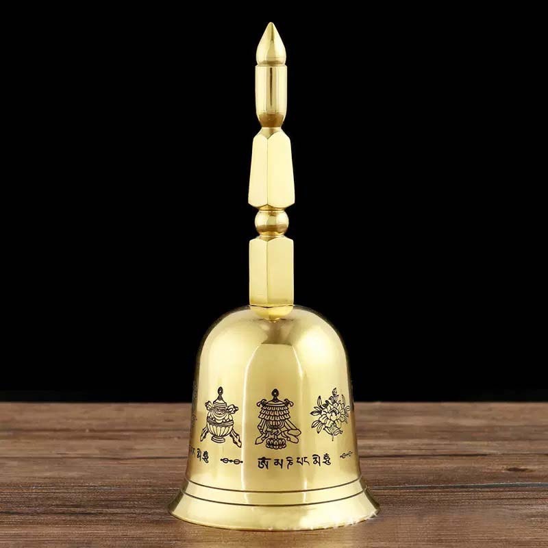 現貨供應 弘喧 手搖鈴 佛鈴 法器 黃銅 佛教 寺廟 法事 佛具 用品 金剛鈴 道教 密宗 鈴鐺 法會 祭改 課鈴 碰鐘-細節圖2
