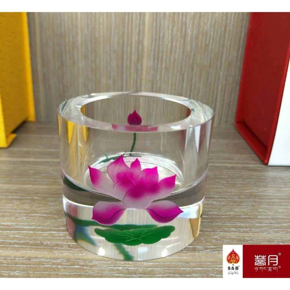 現貨供應 弘喧 圓形 水晶 玻璃 燈座 供佛 酥油 佛燈 佛前 心經 大悲咒 荷花 燭台 六字大明咒 防風 供燈 法會-細節圖4
