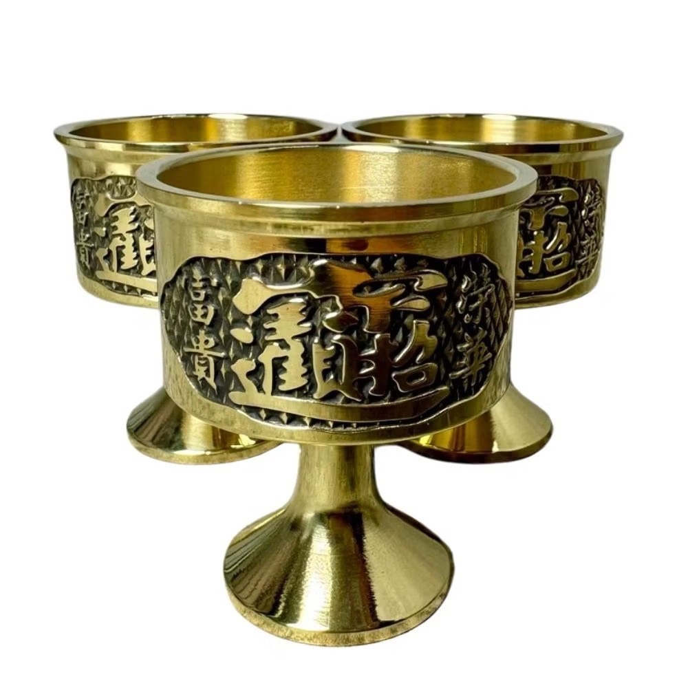 現貨供應 弘喧 供杯 銅杯 黃銅 祖先杯 神明杯 招財進寶 金玉滿堂 榮華富貴 敬茶 祭祀 供水杯 供俸 佛堂 佛前-細節圖4