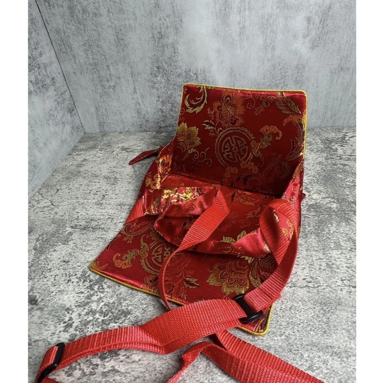 弘喧 神明 背帶 神明 外出 進香 遶境 出巡 徒步進香 神明用品 繡花布 神尊揹帶 拜拜 會靈 出國必備 方便省力-規格圖2