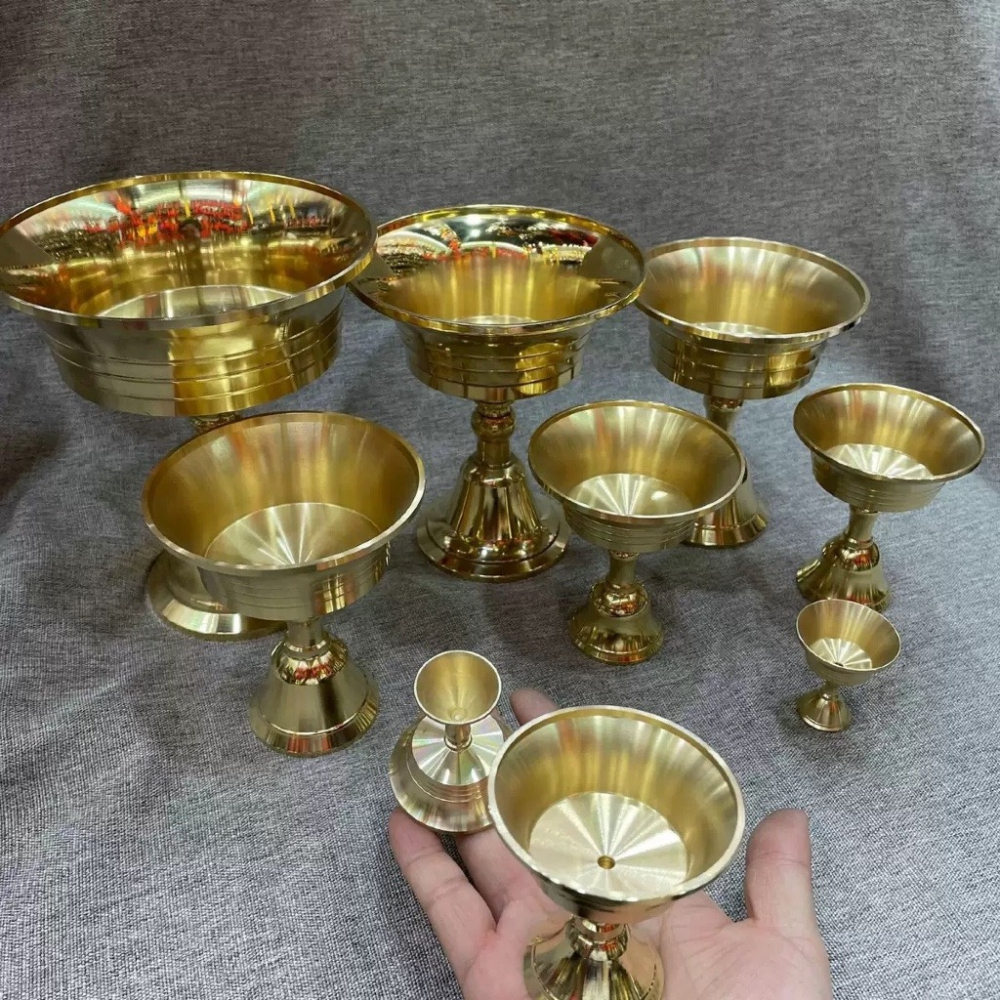 現貨供應 弘喧 純銅 酥油燈座 加厚 蠟燭臺 佛前 供燈 高腳 家用 固體 液體 兩用 油燈 西藏 密宗 法器 護法-細節圖5