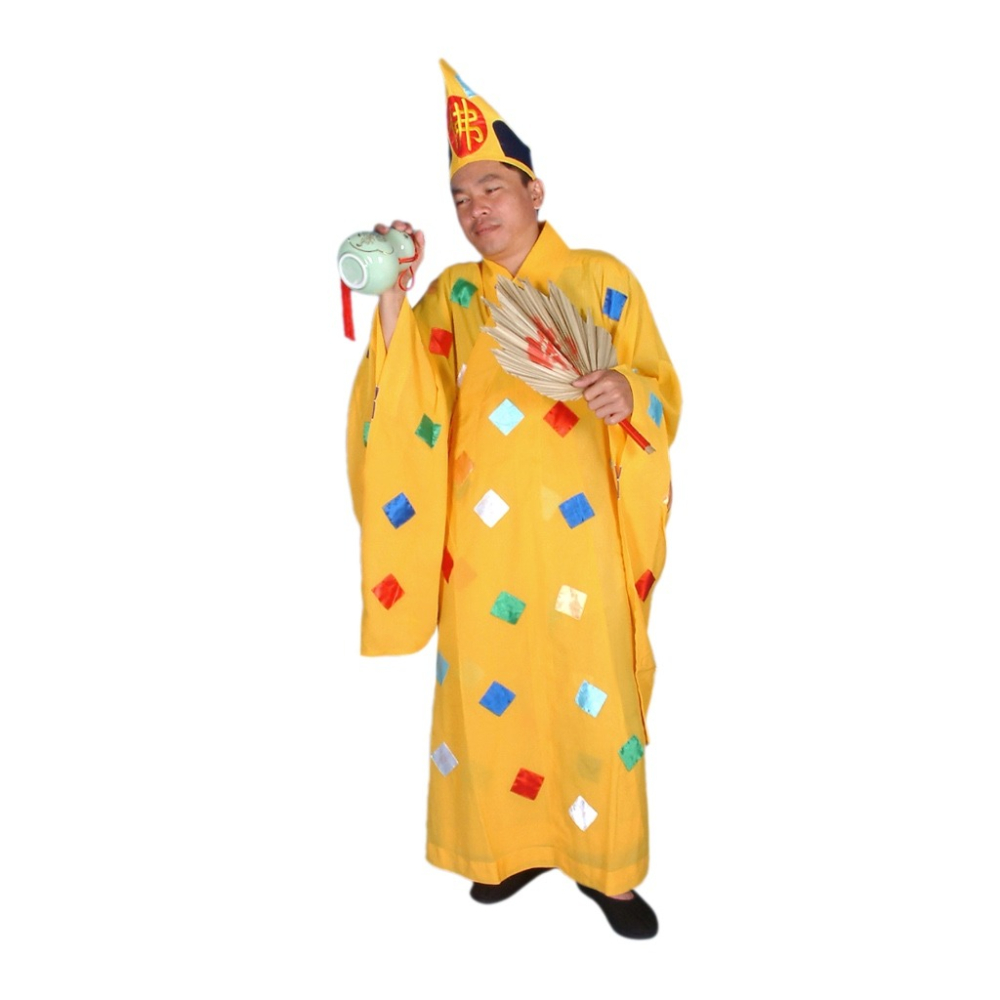 現貨供應 弘喧 濟公帽 和尚 補丁帽 神明帽 乩身帽 布帽 道教 濟公禪師 活佛 神駕 神衣 乞丐 破衣 葫蘆 古裝-細節圖2