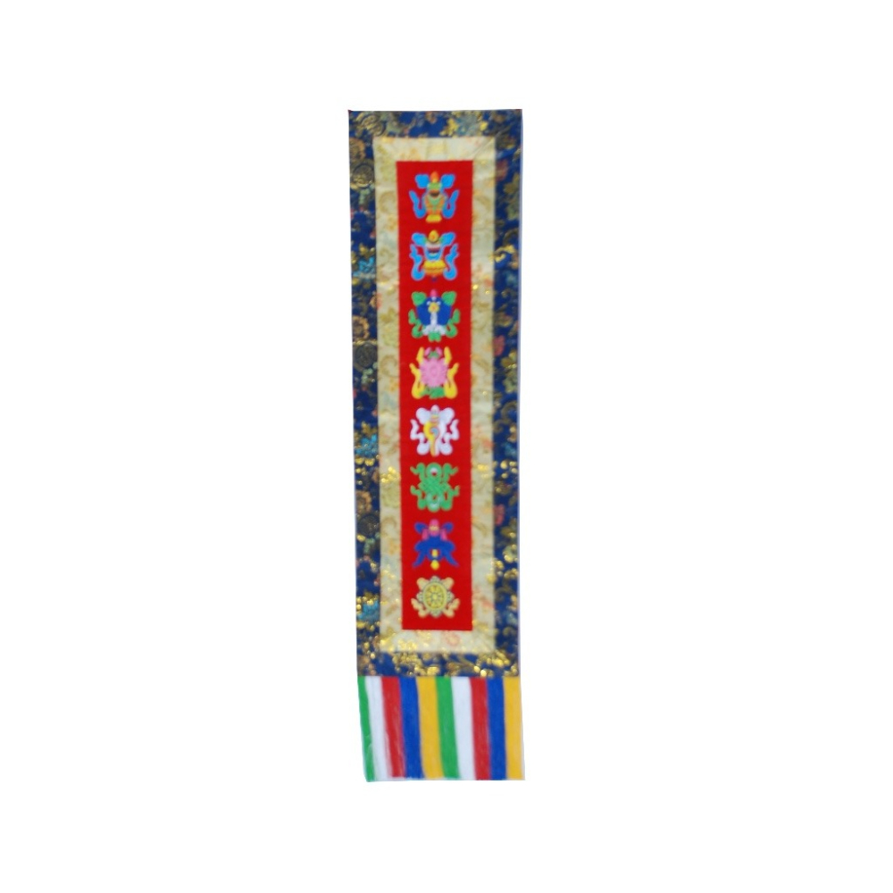 現貨供應 弘喧 八吉祥 布幔 橫幡 佛堂 壇城佈置 經幡 掛幡 掛布 佛幡 彩繡 長幡 寺廟 五色線 藏傳 六字大明咒-細節圖3