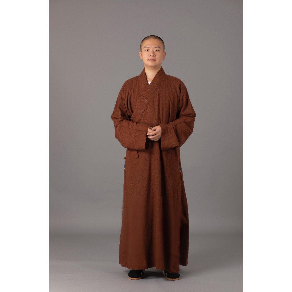 現貨供應 弘喧 佛教 僧服 出家人 衣服 長衫 棉麻竹節布 禪意 吸汗 柔軟 透氣 和尚 出家眾 僧人 高僧 外出 禮佛-細節圖6
