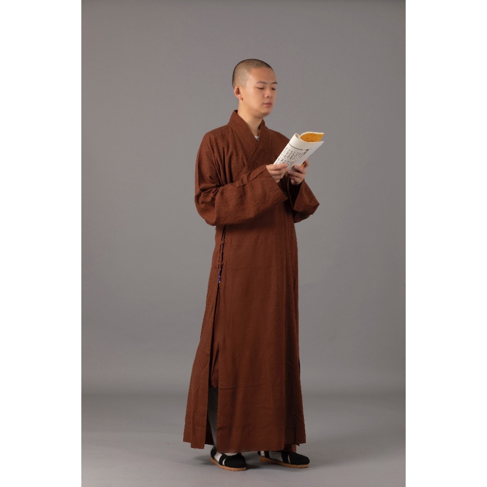 現貨供應 弘喧 佛教 僧服 出家人 衣服 長衫 棉麻竹節布 禪意 吸汗 柔軟 透氣 和尚 出家眾 僧人 高僧 外出 禮佛-細節圖8