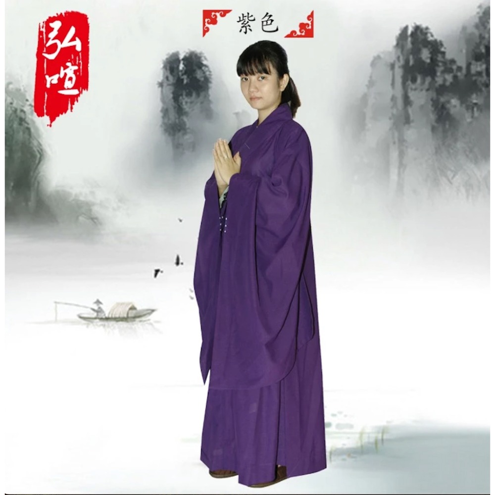 弘喧 僧服 黃海青 黑海青 紅咖啡 海青 灰海清 台麻 袈裟 法會 受戒 和尚 大褂 僧服 幔衣 居士服 長衫 廣袖-規格圖7