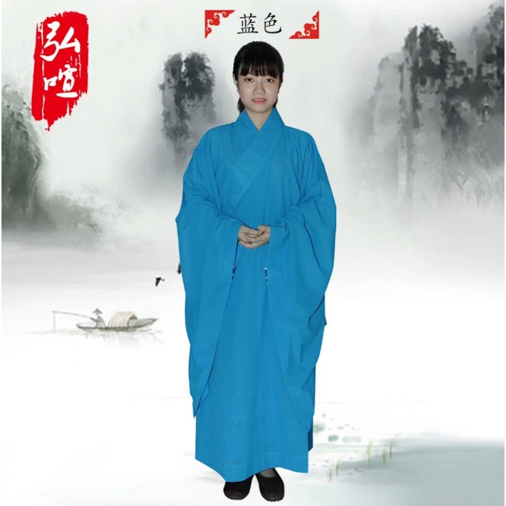 弘喧 僧服 黃海青 黑海青 紅咖啡 海青 灰海清 台麻 袈裟 法會 受戒 和尚 大褂 僧服 幔衣 居士服 長衫 廣袖-規格圖7