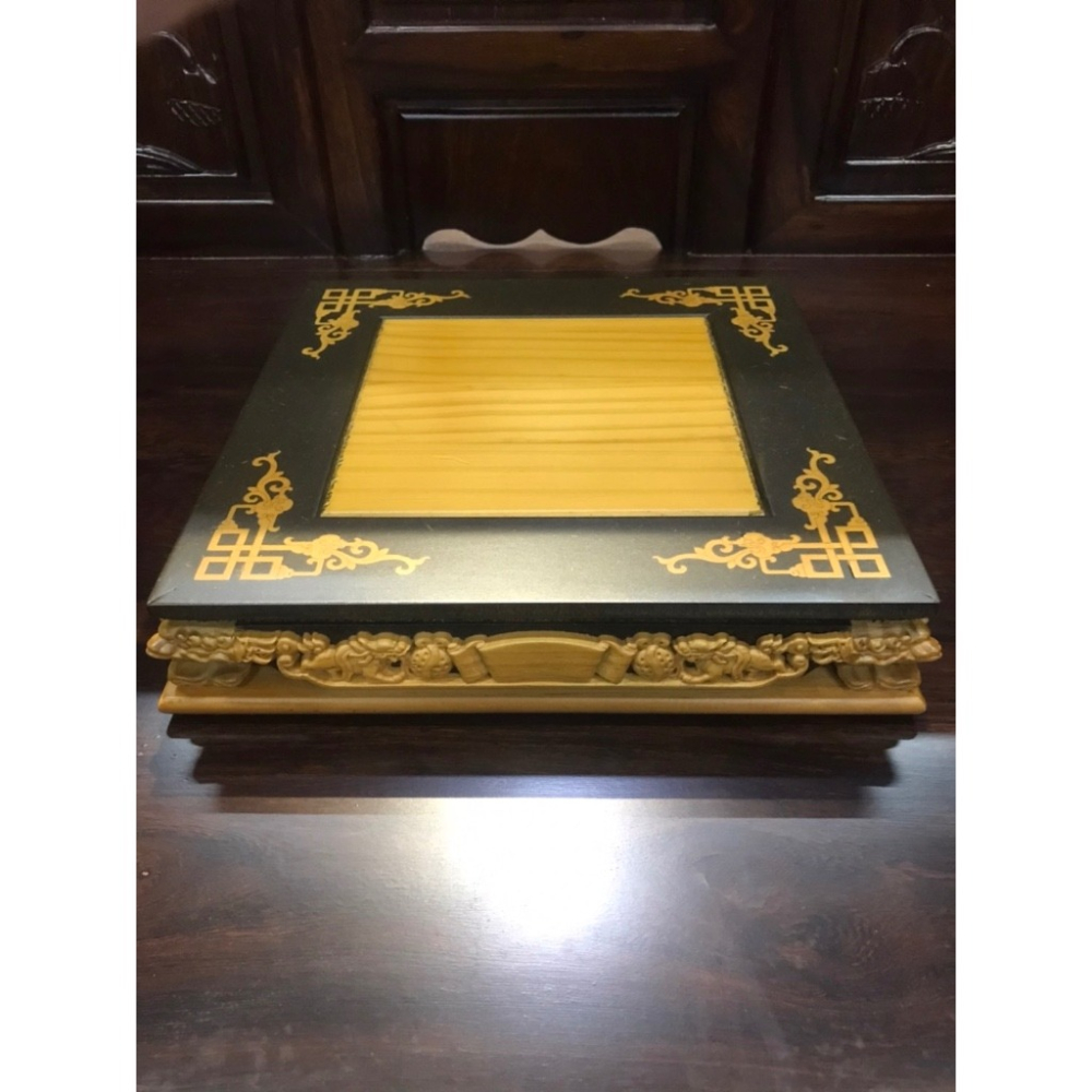 弘喧 現貨供應 仿黑檀入檜木 神明貼座 實木 8寸8 1尺3 雙色 木頭雕刻 龍椅  精雕 神尊 貼座 神明  疊座-細節圖5