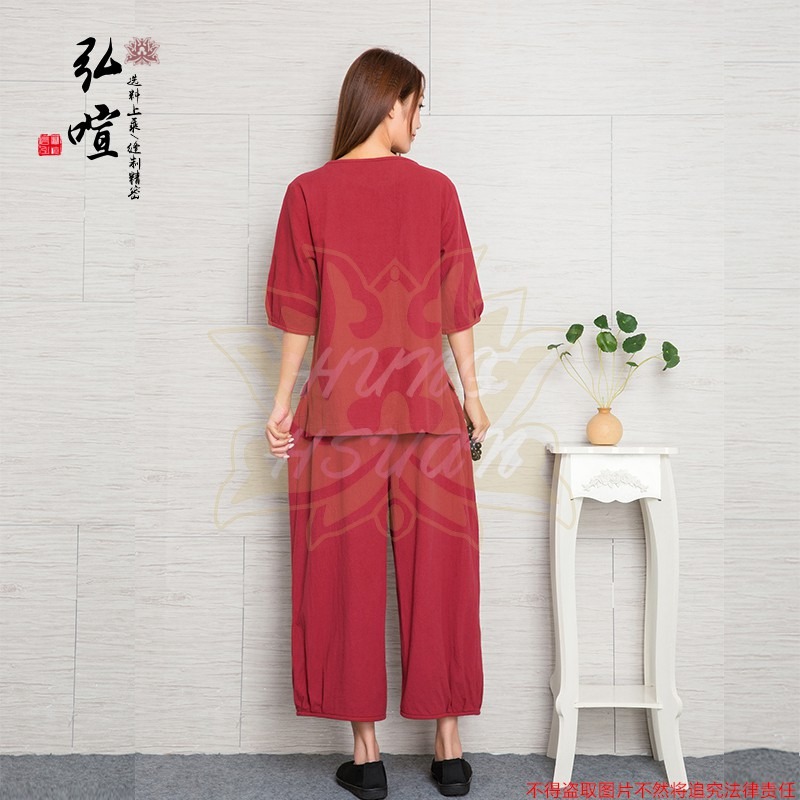 現貨供應 弘喧 女禪服 圓領 全棉竹结 休閒服 舒適 透氣 吸汗 美觀-細節圖4