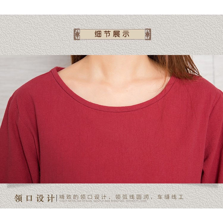 現貨供應 弘喧 女禪服 圓領 全棉竹结 休閒服 舒適 透氣 吸汗 美觀-細節圖7