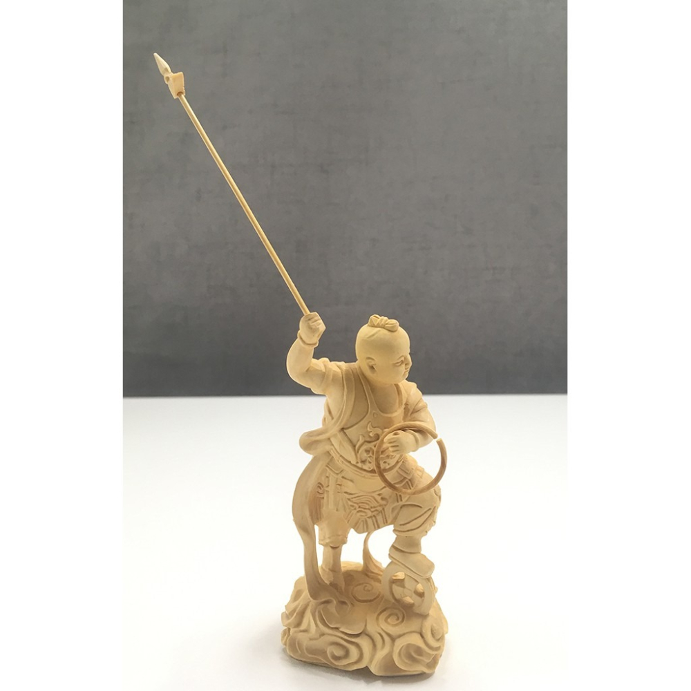 現貨供應 弘喧 黃楊木 三太子 擺件 禮佛 佛像 佛堂 太子爺 中壇元帥 神明小公仔-細節圖2