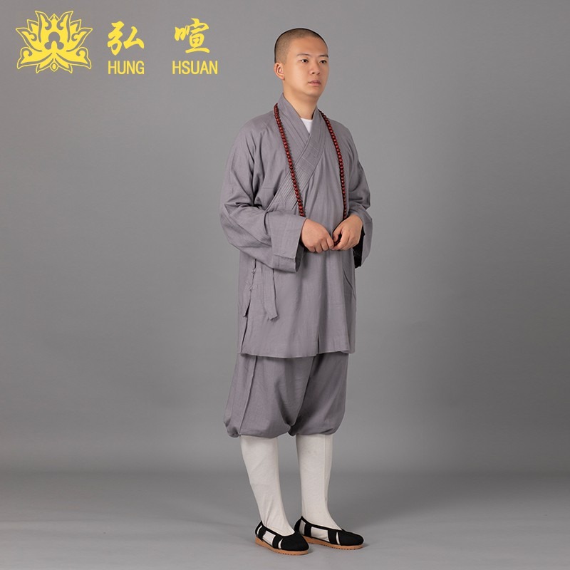 現貨供應 弘喧 佛教 僧服 出家人 衣服 短褂 羅漢褂 棉麻竹結 禪意 吸汗 柔軟 透氣 唸經 法會-細節圖2
