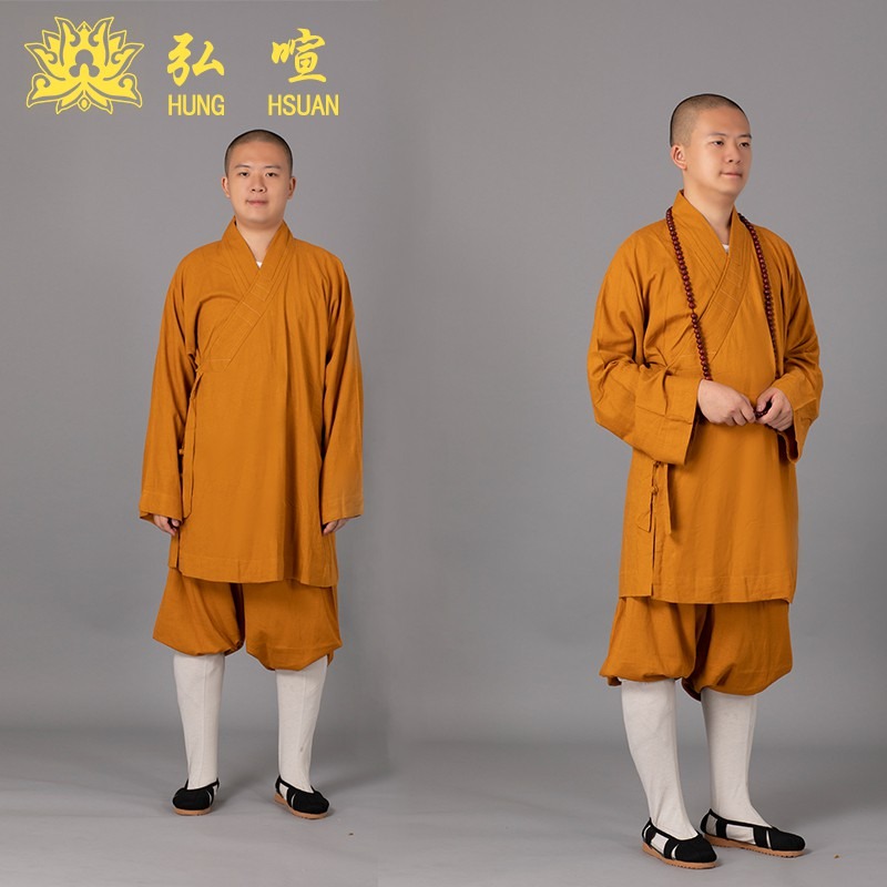 現貨供應 弘喧 佛教 僧服 出家人 衣服 短褂 羅漢褂 棉麻竹結 禪意 吸汗 柔軟 透氣 唸經 法會-細節圖6