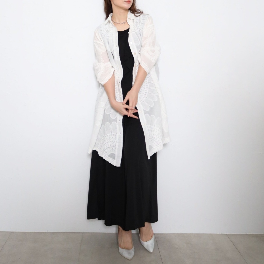 BRILLANTE Osaka 100%純棉大輪花刺繡長襯衫：日系優雅透氣罩衫・春夏一衣兩穿必備 2026春夏新品-細節圖7