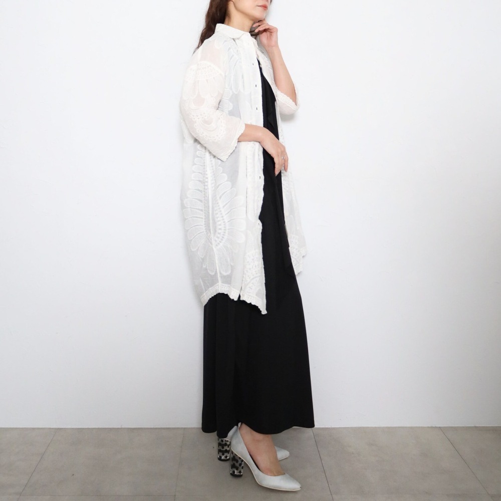 BRILLANTE Osaka 100%純棉大輪花刺繡長襯衫：日系優雅透氣罩衫・春夏一衣兩穿必備 2026春夏新品-細節圖8