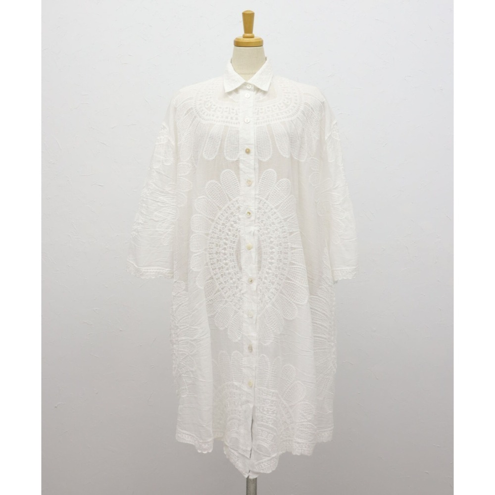 BRILLANTE Osaka 100%純棉大輪花刺繡長襯衫：日系優雅透氣罩衫・春夏一衣兩穿必備 2026春夏新品-細節圖9