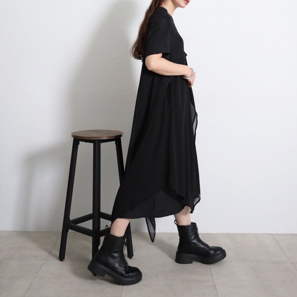 BRILLANTE 大阪 順滑質感百褶拼接洋裝：側邊動態美感設計・大人感優雅直筒剪裁 2026春夏新品-細節圖6